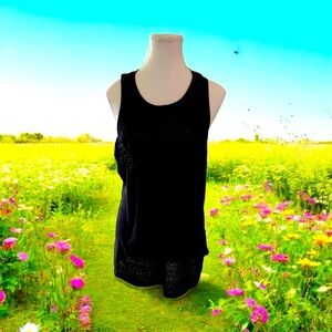 THE NORTHFACE  Black Patterned Sheer Athletic Tank Top Size XL Athleisure
